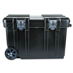 Flambeau Rolling Tool Chest - Side view, closed, showing latches and roller wheels