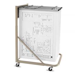 Vertical Files - Side view of Mobile Rack with blueprints 