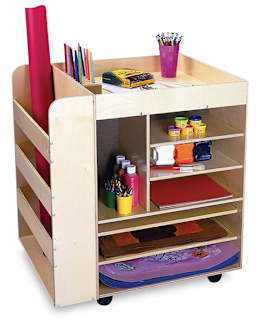 Whitney Brothers Rolling Art Cart - Left angle view showing paper roll storage and top lip