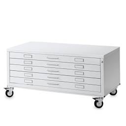 Bieffe BF Line Flat File - White, 5-Drawer, A1, 17-3/4" x 44-1/2" x 31-1/4"