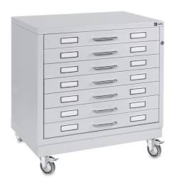 Bieffe BF Line Flat File - Light Grey, 7-Drawer, A2, 22-1/2" x 29-1/2" x 20-3/4"
