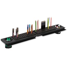 Premier Metal Art Trays - Angled view of 36" Tray accessorized with supplies and phone
