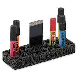 Studio Designs Flexible Foam Organizers - Angled view of 24 slot Jumbo Organizer showing phone slot
