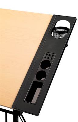 Onyx Utility Side Tray - Closeup of Tray showing various wells and cup holder