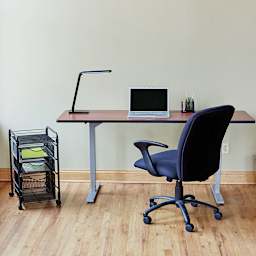 Safco Onyx Mesh File Cart, shown with office desk and chair