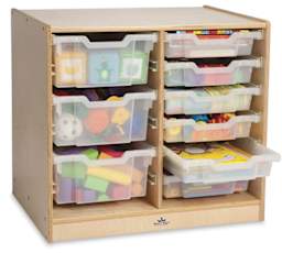 Clear Tray Storage Cabinets - 2 Tier cabinet shown with 6 shallow and 3 deep trays