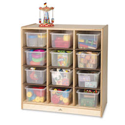 Whitney Brothers 12-Cubby Storage Cabinet - Shown with filled Bins