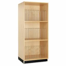 Diversified Spaces Portfolio and Canvas Storage Cabinet - Angled view of empty cabinet showing dividers