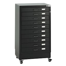 Bieffe 10 Drawer Filing Cabinet - Slightly angled view showing drawers and casters