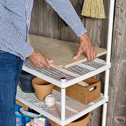 Design Ideas MeshWorks Utility Units - Removable Wood Top being inserted 
