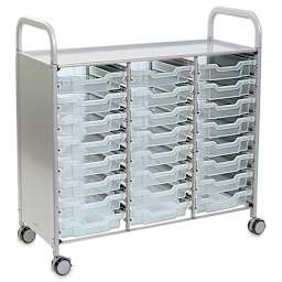 Gratnells Callero Plus Cart - Treble Cart, 24 Shallow F1 Trays, Translucent