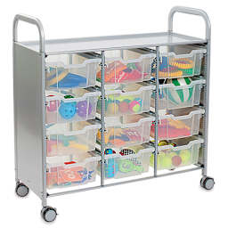 Gratnells Callero Plus Cart - Treble Cart, 12 Deep F2 Trays, Translucent - holding toys for recess (not included)