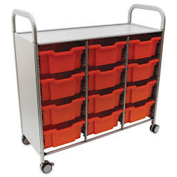 Gratnells Callero Plus Cart - Treble Cart, 12 Deep F2 Trays, Flame Red