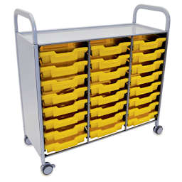 Gratnells Callero Plus Cart - Treble Cart, 24 Shallow F1 Trays, Sunshine Yellow