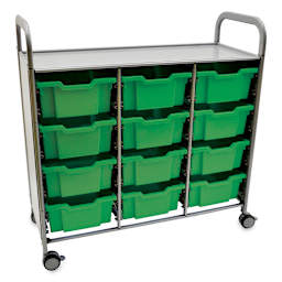 Gratnells Callero Plus Cart - Treble Cart, 12 Deep F2 Trays, Grass Green