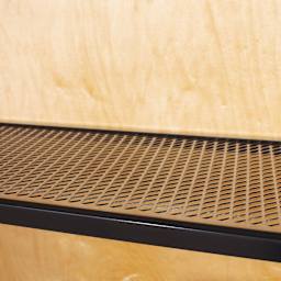 Diversified Spaces Sculpture Ware Cart - Closeup of open gridwork shelf