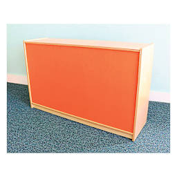Whitney Brothers Plus Storage Cabinet - right angled rear view with orange back panel