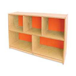 Whitney Brothers Plus Storage Cabinet - right angled front view, orange back panel