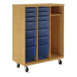Diversified Spaces Mobile Tote and More Storage Cabinet - Oak with Royal Totes