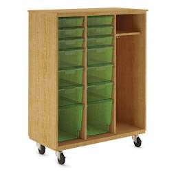 Diversified Spaces Mobile Tote and More Storage Cabinet - Oak with Lime Totes