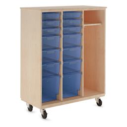 Diversified Spaces Mobile Tote and More Storage Cabinet - Maple with Royal Totes