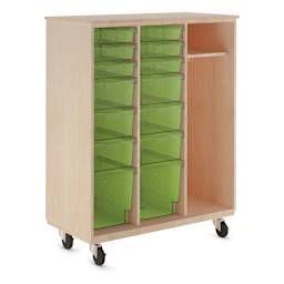 Diversified Spaces Mobile Tote and More Storage Cabinet - Maple with Lime Totes