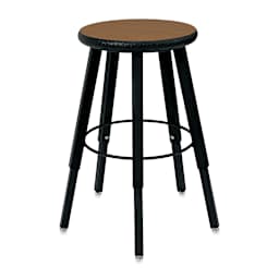 WB Mfg Solid Welded Stool - Adjustable 22" to 32", 5 Legs, Bannister Oak