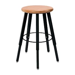 WB Mfg Solid Welded Stool - Adjustable 22" to 32", 5 Legs, Hardwood