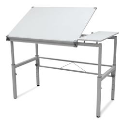 Studio Designs Graphix II Workstation - Angled view showing drafting portion of tabletop raised