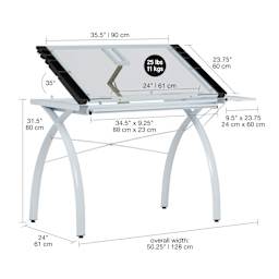 Studio Designs Futura Craft Station With Folding Shelf - White - dimensions