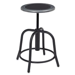National Public Seating Designer Swivel Stool - Black frame showing footring and Black seat