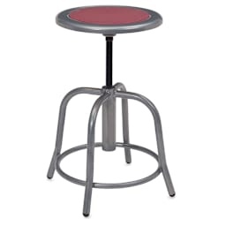 National Public Seating Designer Swivel Stool - Gray frame showing footring and Burgundy seat