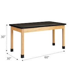 Diversified Spaces Plain Apron Table - ChemGuard Top, 30" x 60" with dimensions