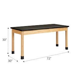 Diversified Spaces Plain Apron Table - ChemGuard Top, 30" x 72" with dimensions