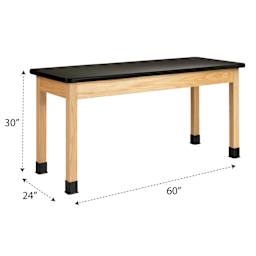 Diversified Spaces Plain Apron Table - Plastic Laminate, 24" x 60" with dimensions