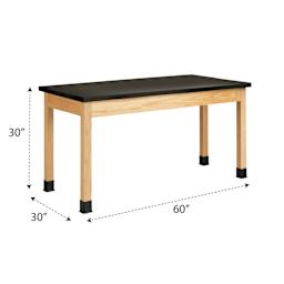 Diversified Spaces Plain Apron Table - Epoxy Resin Top, 30" x 60" with dimensions