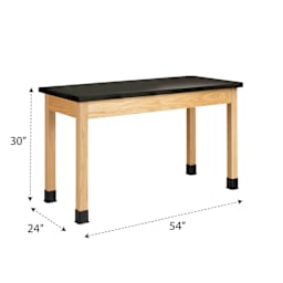 Diversified Spaces Plain Apron Table - Epoxy Resin Top, 24" x 54" with dimensions