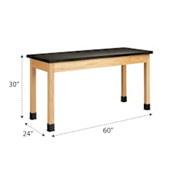 Diversified Spaces Plain Apron Table - Epoxy Resin Top, 24" x 60" with dimensions