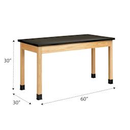 Diversified Spaces Plain Apron Table - Black Phenolic Top, 30" x 60" with dimensions