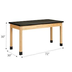 Diversified Spaces Plain Apron Table - Black Phenolic Top, 30" x 72" with dimensions