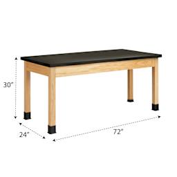 Diversified Spaces Plain Apron Table - Black Phenolic Top, 24" x 72" with dimensions