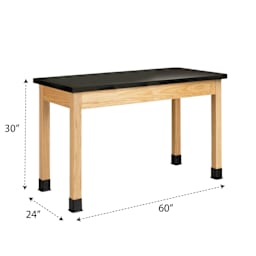 Diversified Spaces Plain Apron Table- Black Phenolic Top, 24" x 60" with dimensions