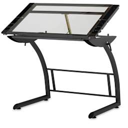 Studio Designs Triflex Sit-to-Stand Drawing Table - Charcoal Frame/Clear Glass
