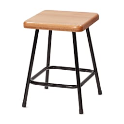 Richeson Lyptus and Steel Stool - Slightly angled view of Square stool