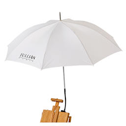 Jullian Easel Umbrella - White Umbrella attached to easel