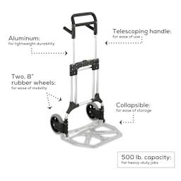 Safco Stow Away Heavy Duty Hand Truck - Black, details