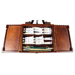 Sienna Supply and Palette Box - Shown open and filled with paint tubes, not included