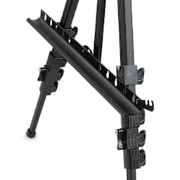 Close-up of the canvas tray on the Blick Studio Aluminum Tripod Travel Easel.