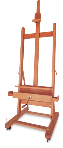 Mabef Small Studio Easel M-05 - Angled view showing crank and extended mast