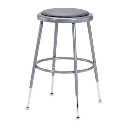 National Public Seating Corp. Adjustable Padded Stool - 19" - 27" tall, Grey